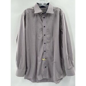 Eton Men’s Long Sleeve Contemporary Button Up Checked Shirt Size 15.5 (42) EUC​